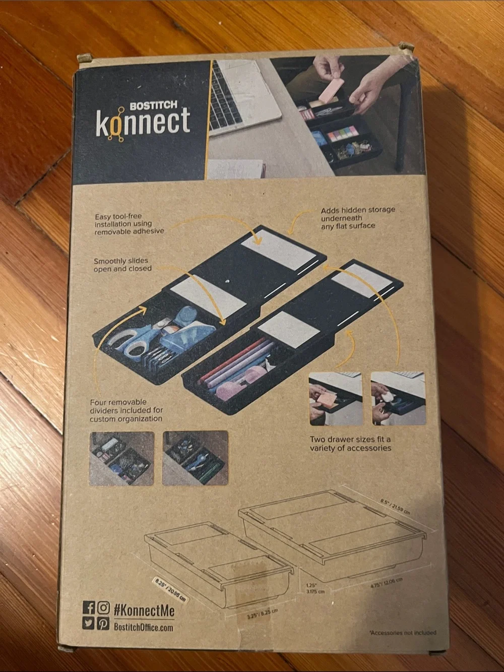 Bostitch Konnect Under Desk Drawers - Black (2 Pack)